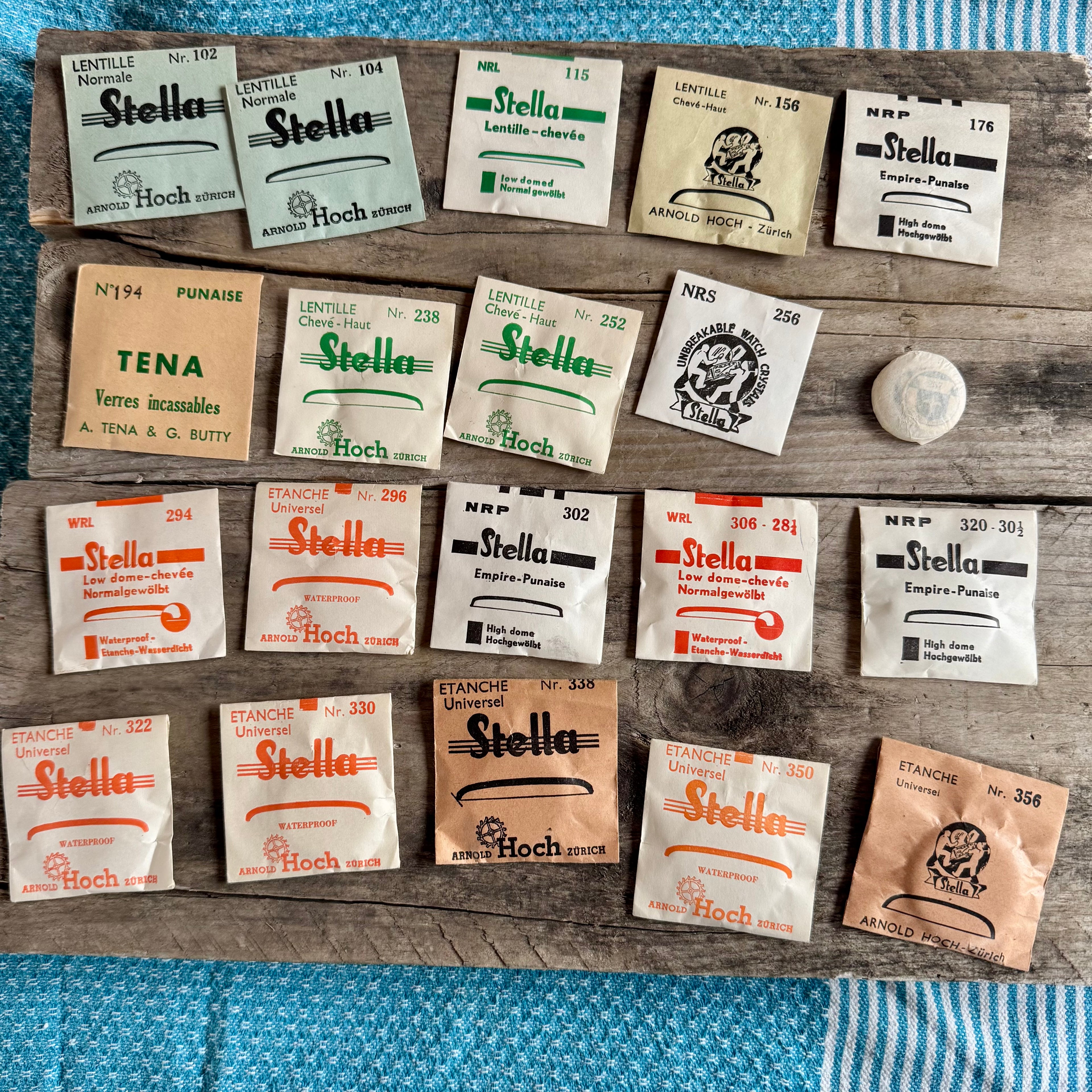 Zestaw oryginalnych szkiełek zegarkowych STELLA – vintage