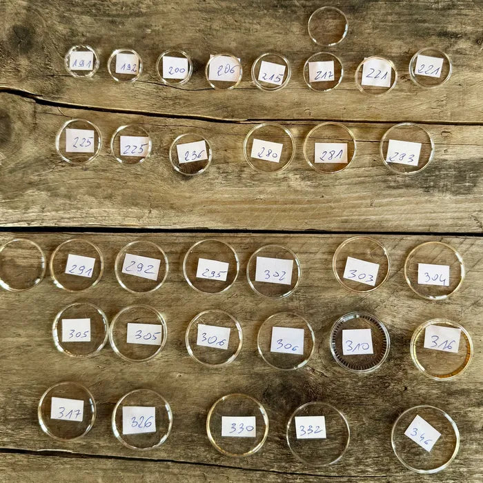 Szkiełko do zegarka vintage z ringiem / tension ring – zestaw 33 szt