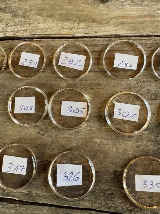Szkiełko do zegarka vintage z ringiem / tension ring – zestaw 33 szt